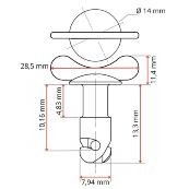 Screw Dzus wing AJW5-40 head 1/4 -11mm