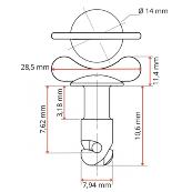 Screw dzus wing AJW5-30 head 1/4 - 8mm